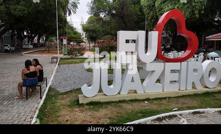 Juazeiro, bahia, brasilien - 14. november 2024: Zeichen der Stadt Juazeiro im Norden von Bahia. Stockfoto