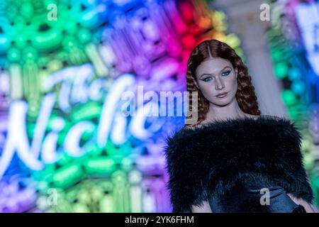 Budapest, Ungarn. November 2024. Ein Model präsentiert eine Kreation des ungarischen Designers The Nische während der Budapest Fashion Week am 15. November 2024 in Budapest, Ungarn, im Hall of City Park Ice Rink. (Foto: Robert Szaniszlo/NurPhoto) Credit: NurPhoto SRL/Alamy Live News Stockfoto