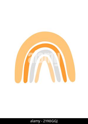 Abstrakte Regenbogenform, einfache handgezeichnete Silhouette Illustration in trendigen Pastellfarben, minimalistisches Konzept perfekt für Feier Design, Karten, Banner, Poster, Textil, Papierkram Stock Vektor