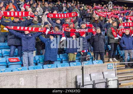 Oslo, Norwegen 17. November 2024 Fans zeigten ihre Unterstützung vor dem Fußball-Spiel der Gruppe B der UEFA Nations League zwischen Norwegen und Kasachstan im Ullevaal Stadion in Oslo, Norwegen Stockfoto