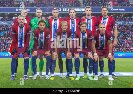 Oslo, Norwegen 17. November 2024 die norwegische Mannschaft trat beim Fußball-Spiel der Gruppe B der UEFA Nations League zwischen Norwegen und Kasachstan im Ullevaal Stadion in Oslo an Stockfoto