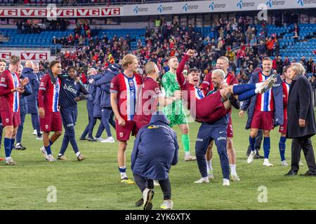 Oslo, Norwegen 17. November 2024 Norwegen feiert im Ullevaal-Stadion in Oslo, Norwegen beim Fußball-Spiel der Gruppe B der UEFA Nations League zwischen Norwegen und Kasachstan Stockfoto