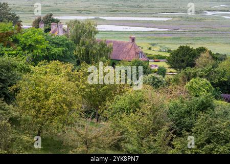 Blick auf die Bucht von Somme im Sommer, Picardie, Frankreich Stockfoto