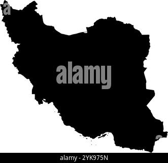 Eine Konturkarte des Iran. Vektorgrafik auf einem transparenten Hintergrund mit den Grenzen des schwarzen Landes Stock Vektor