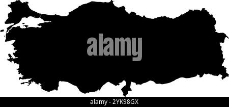 Eine Konturkarte der Türkei. Vektorgrafik auf einem transparenten Hintergrund mit den Grenzen des schwarzen Landes Stock Vektor