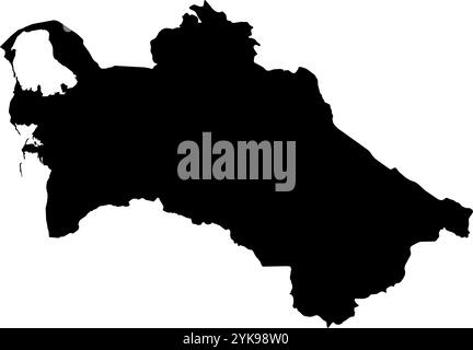Eine Konturkarte Turkmenistans. Vektorgrafik auf einem transparenten Hintergrund mit den Grenzen des schwarzen Landes Stock Vektor