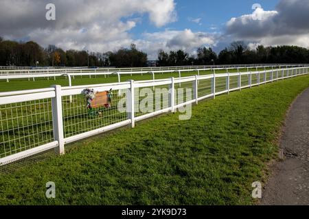 Epsom, Großbritannien. November 2024. Emily Davison Memorial in Tattenham Corner, Epsom Racecourse. Pferderennen finden seit 1661 in Epsom Downs statt. Der Platz ist vor allem für drei der besten Platzwettbewerbe der britischen Klasse 1 bekannt, den Oaks, den Coronation Cup und das Derby. Das Derby zieht regelmäßig Menschenmassen von über 40.000 an. In seiner fast 400-jährigen Geschichte haben viele britische Könige, Königinnen und Mitglieder der Aristokratie an Rennen in Epsom teilgenommen. (Foto: James Willoughby/SOPA Images/SIPA USA) Credit: SIPA USA/Alamy Live News Stockfoto