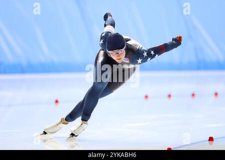 Aomori, Japan. November 2024. Kimi Goetz (USA) Speed Skating : 2025 ISU Four Continents Speed Skating Championships Damen 1000m in der YS Arena Hachinohe in Aomori, Japan . Quelle: AFLO SPORT/Alamy Live News Stockfoto