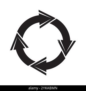 Kreisförmiges Pfeilsymbol. Symbol für Recycling-Vektor. Zyklus mit schwarzem Pfeil. Kreisförmige Bewegungsform. Stock Vektor