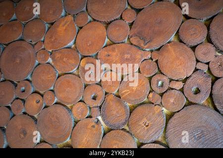 Teakholzmosaik-Textur-Anordnung für natürlichen Hintergrund. Stockfoto