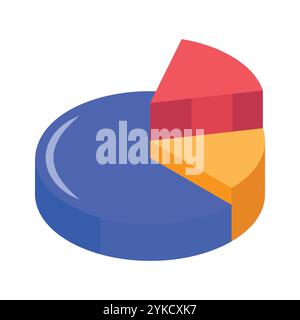 Greifen Sie auf dieses sorgfältig gestaltete isometrische Symbol des Tortendiagramms, des Vektors für Geschäftsanalysen Stock Vektor