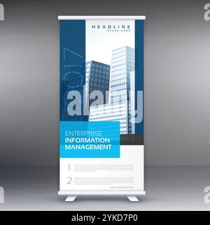 einfach blau AC roll-up Banner-Design mit Unternehmensinformationen Stock Vektor