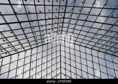 Frankreich. Paris. Louvre Pyramide. Entworfen von I.M.Pei., 1989. Details. Stockfoto