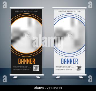 Einfache dunkle und helle rollup banner Stock Vektor