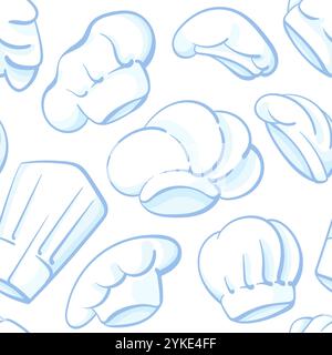 Mütze des Küchenchefs. Vektor-Hintergrund mit weißen Kochkappen. Grafische Abbildung. Restaurant Café Uniform des Küchenpersonals Stock Vektor