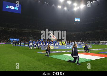 Team (Italien)Team (Frankreich) während des Spiels der UEFA Nalions League 2025 zwischen Italien 1-3 Frankreich im Giuseppe Meazza Stadium am 17. November 2024 in Mailand. Quelle: Maurizio Borsari/AFLO/Alamy Live News Stockfoto