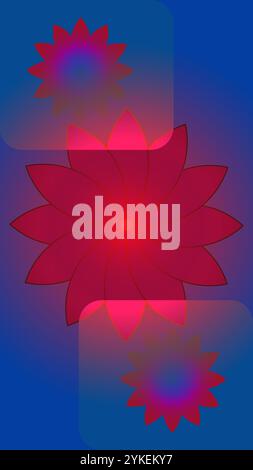 Abstrakter vertikaler blauer Hintergrund mit roter Blume Stock Vektor