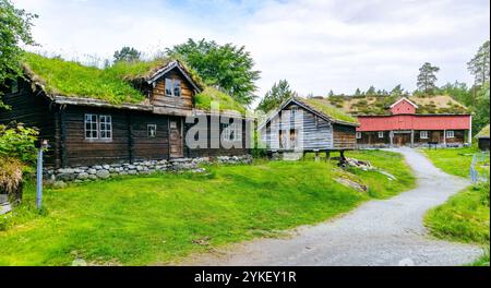 Sunnmøre Museum Norwegen und Wikingermuseum ist ein wunderschönes Freilichtmuseum mit 56 alten und einzigartigen Häusern Stockfoto