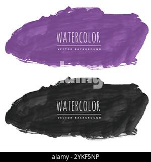 lila und schwarz Aquarell Fleck Hintergrund Stock Vektor
