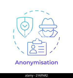 Symbol für Anonymisierung des blauen Verlaufs Stock Vektor