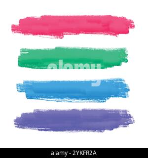 Satz von vier handgemalte Pinselstrich Stock Vektor