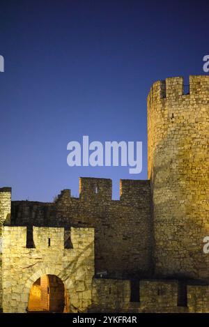 Überreste der historischen Belgrader Festung im Kalemegdan-Park bei Nacht in Belgrad, der Hauptstadt Serbiens Stockfoto