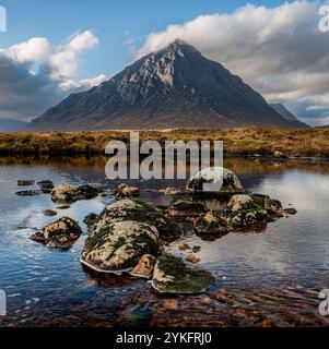 Fluss Etive in Richtung Buachaille Etive Mor, Glencoe, Schottland Stockfoto