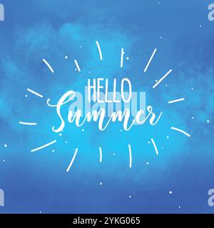Hallo Sommer blau Aquarell Hintergrund Stock Vektor