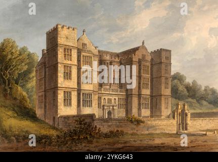 Südwestansicht von Fountains Hall, in der Nähe der Abtei, Yorkshire, im Besitz von Miss Larvience von Studley Royal, England, Digital restaurierte Reproduktion eines Originals von John Buckler aus dem 19. Jahrhundert, Aufnahmedatum nicht angegeben, South West View of Fountains Hall, in der Nähe der Abbey, gehört Miss Larvience von Studley Royal, digital restaurierte Reproduktion eines Originals aus dem 19. Jahrhundert, Datum der Aufzeichnung nicht angegeben Stockfoto