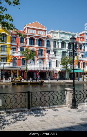 Entlang des Venice River bei Vinpearl Grand World Phu Quoc Island Vietnam Stockfoto