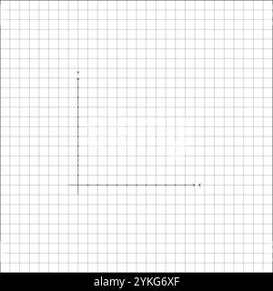 Abbildung der grundlegenden Achsenüberschneidung für das Plotten des Diagramms auf einem Notizblock aus kariertem Papier. Schulpapierbogen in einem Käfig mit mathematischer Zeichnung Stock Vektor