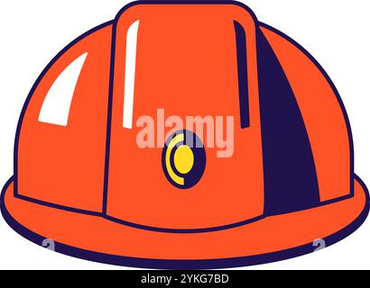 Vektorgrafik-Illustration des Feuerwehrmanns oder Arbeiter-Schutzhelms im Zeichentrickstil. Gleichmäßige Kopfbedeckung. Das Symbol ist perfekt für Webdesign und dekorative Elemente Stock Vektor