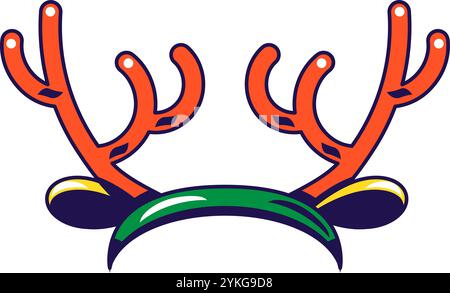 Vektorgrafik-Illustration von Rentier-Stirnband im Cartoon-Stil. Kopfbedeckung für Party oder Karneval. Das Symbol ist perfekt für Webdesign und dekoratives Elem Stock Vektor