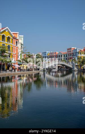 Entlang des Venice River bei Vinpearl Grand World Phu Quoc Island Vietnam Stockfoto