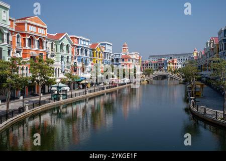 Entlang des Venice River bei Vinpearl Grand World Phu Quoc Island Vietnam Stockfoto
