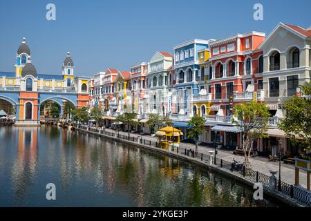Entlang des Venice River bei Vinpearl Grand World Phu Quoc Island Vietnam Stockfoto