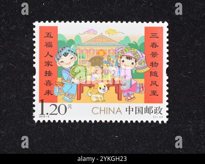 CHINA - CIRCA 2018: In China gedruckte Briefmarken zeigen um 2018. Stockfoto