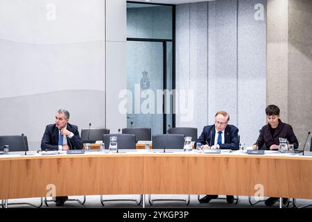 DIE HAAG - Tom van der Lee (GroenLinks-PvdA), Chris Faddegon (PVV) und Agnes Joseph (NSC) während einer legislativen Diskussion im Unterhaus über Krypto-Vermögenswerte und Krypto-Vermögensmärkte. ANP LINA SELG niederlande raus - belgien raus Stockfoto