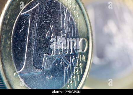 Nahaufnahme einer 1-Euro-Münze Stockfoto