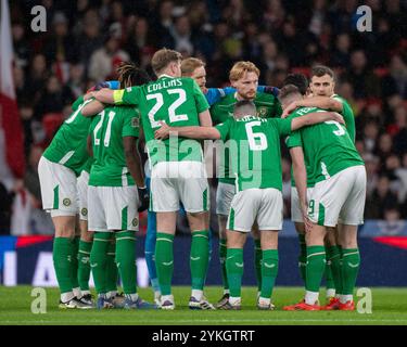 Die irische Fußballmannschaft im Wembley Stadium in London, England, Großbritannien am 17. November 2024 während des Spiels der UEFA Nations League, Liga B, Gruppe B2 zwischen England und der Republik Irland (Foto: Andrew Surma/ Credit: SIPA USA/Alamy Live News) Stockfoto