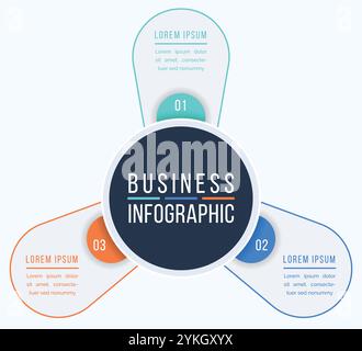 Infografik Design 3 Schritte, Objekte, Elemente oder Optionen Geschäftsinformationsvorlage Stock Vektor