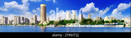 Panorama auf Kairo, direkt am Meer, der Nil. Kairo, Ägypten. Stockfoto