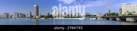 Panorama auf Kairo, direkt am Meer, der Nil. Kairo, Ägypten. Stockfoto