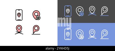 Navigations- und Positionssymbole – Symbole für GPS-Positionssymbole Stock Vektor