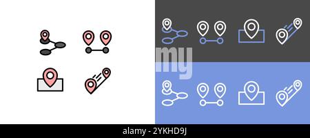 Navigations- und Positionssymbole – Symbole für GPS-Positionssymbole Stock Vektor