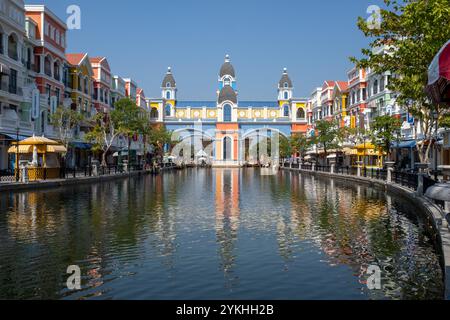 Entlang des Venice River bei Vinpearl Grand World Phu Quoc Island Vietnam Stockfoto