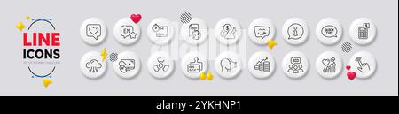 Symbole für Computermaus, Karte und Yummy Smile. Weiße Tasten 3D-Symbole. Herzpack, Wachstumskarte, Taschenrechner-Symbol. Heart Beat, Übersetzungsservice Stock Vektor