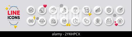 Fingerabdruckzugriff, Symbole für fallende Sterne und Lächellinien. Für Web-App drucken. Weiße Tasten 3D-Symbole. Vektor Stock Vektor