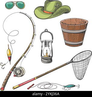 Fisherman-Zubehör-Illustration Stock Vektor