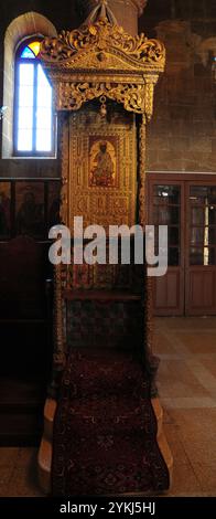 Befindet sich in Guzelyurt, Zypern, St. Die Mamas-Kirche und das Icon Museum sind eine Touristenattraktion. Stockfoto